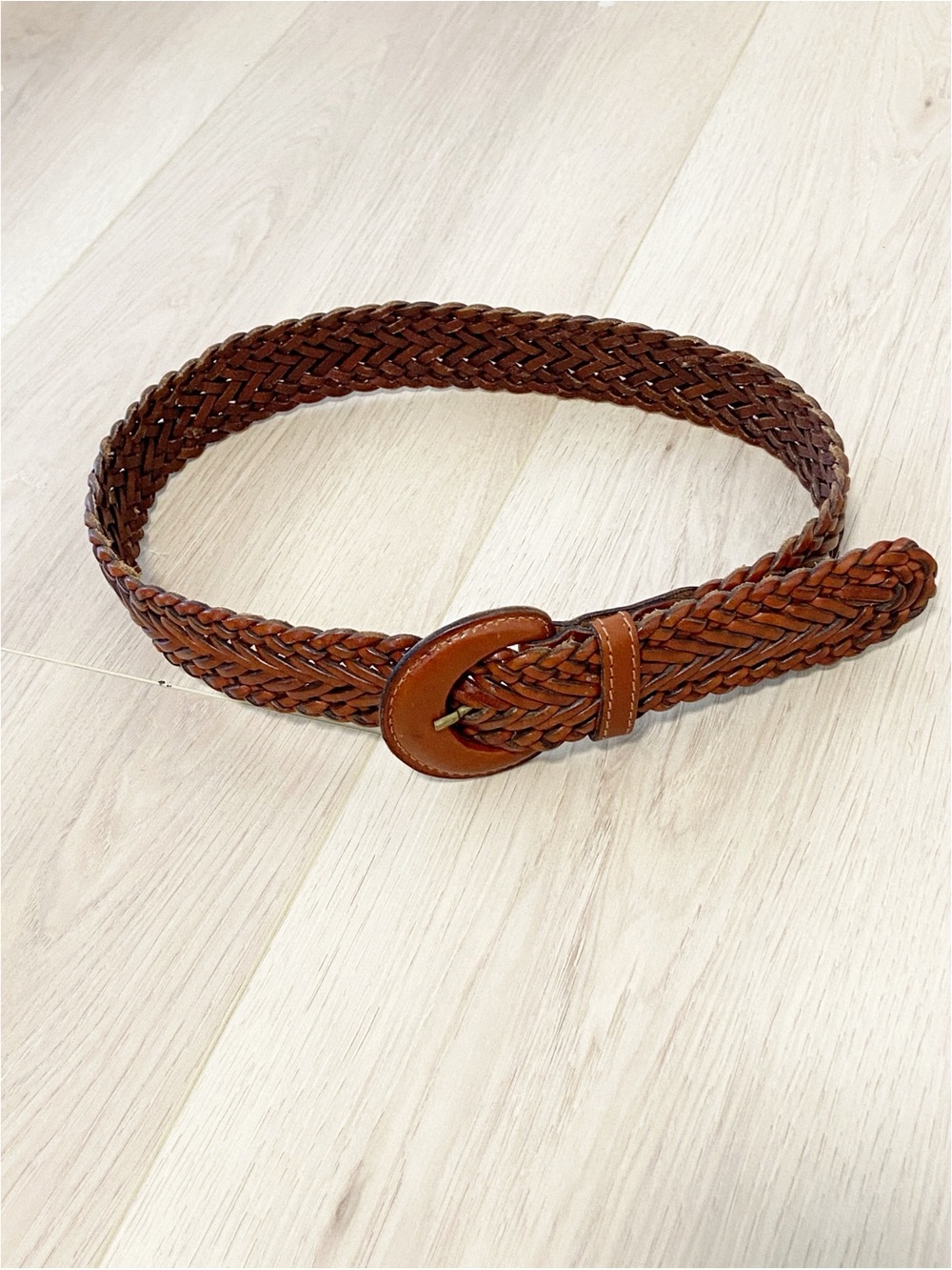 Vintage Nordstrom woven braided leather belt brown made in italy